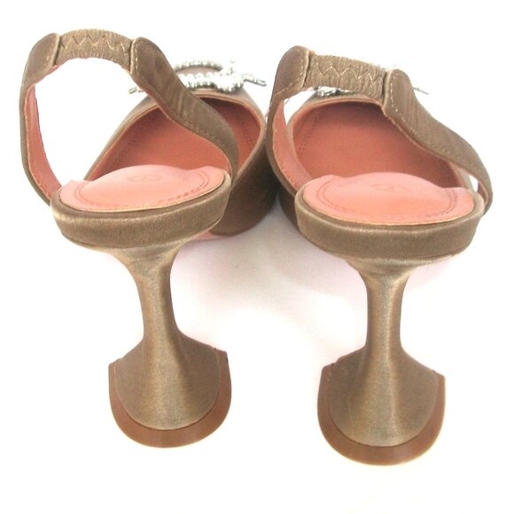 Taupe Satin Slingback Pumps irn Style of Begum Pump NOT Amina Muaddi - Picture 5 of 6